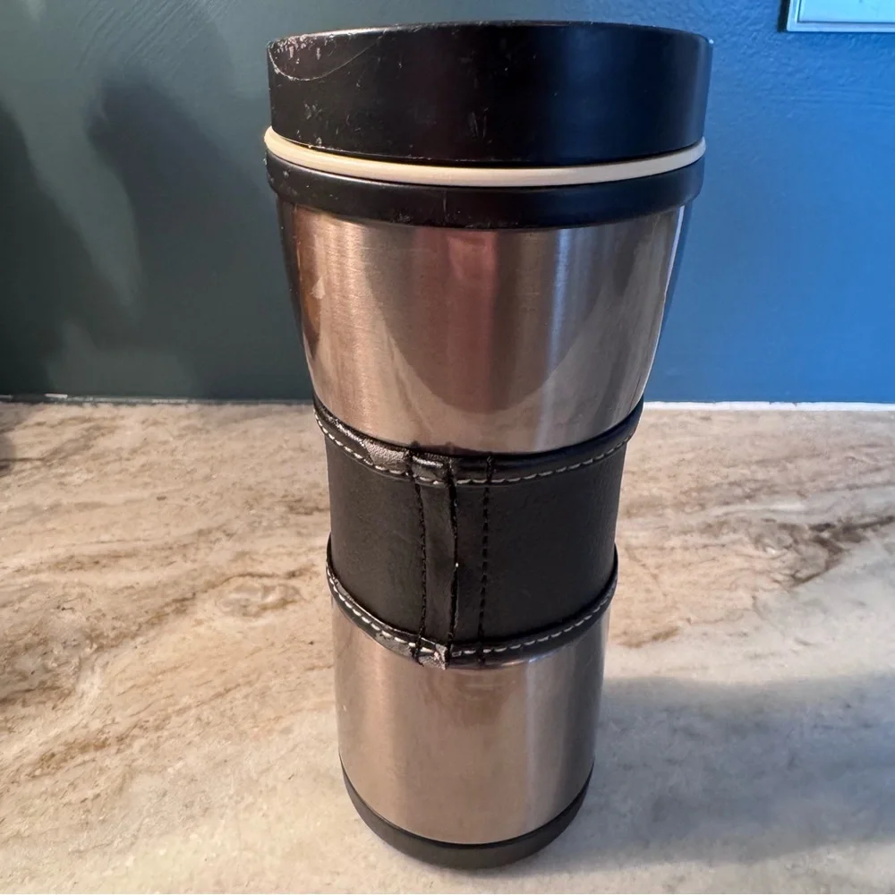 Vintage - Starbucks - Brushed Stainless - Faux Leather - Travel Tumbler